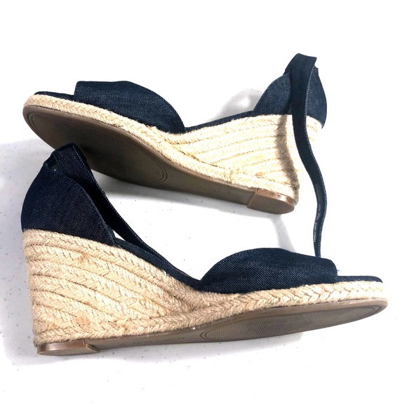 Unisa Shoes - Unisa Womens Wedge Espadrille Sandals Denim Blue Size 9M High Heel Peep Toe